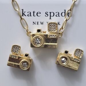 Kate Spade Picture Perfect Camera Pendant Necklace & Stud Earrings